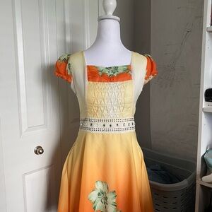 Floral Orange and Cream Dress